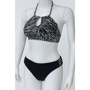 Athleta 2 piece DIFFERENT SIZES XXS top XS bottom halter zebra tie back black